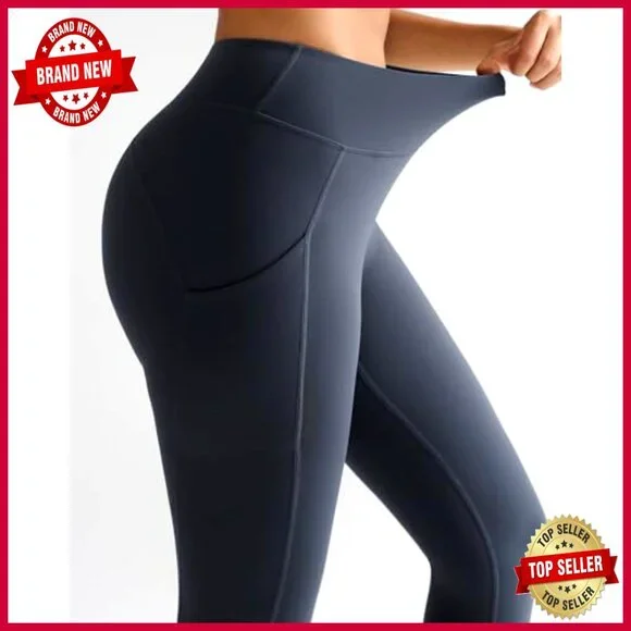 High Waist Leggings with Pockets, Tummy Control, Buttery Soft Yoga Pants - Picture 4 of 7